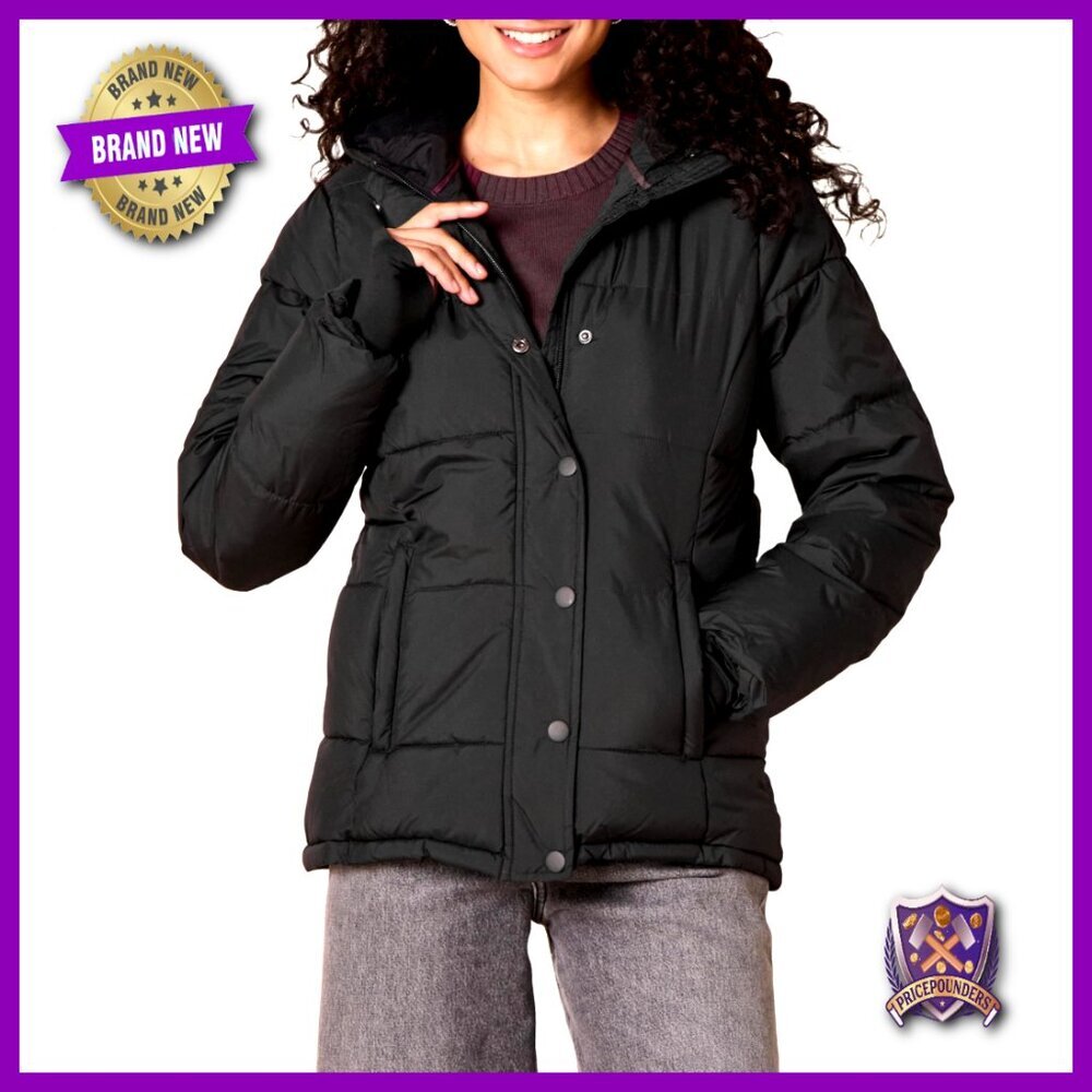 Heavyweight Quilted Long-Sleeve Hooded Puffer Coat Plus Size Winter Jacket